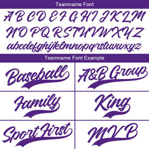 Camiseta de béisbol con dise?o personalizado estampado completo color morado y blanco