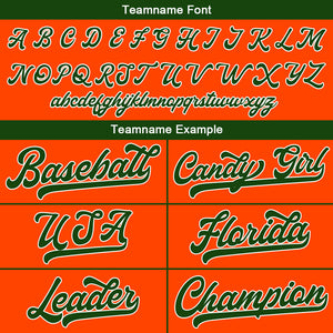 Camiseta de béisbol personalizada con diseño bordado & estilo hip hop & color naranja y verde oscuro