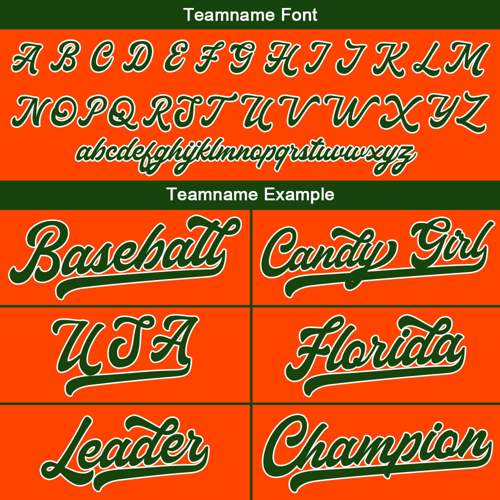 Camiseta de béisbol personalizada con diseño bordado & estilo hip hop & color naranja y verde oscuro