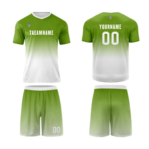 Conjunto personalizado de camiseta de uniforme verde oliva y blanca para niños y adultos