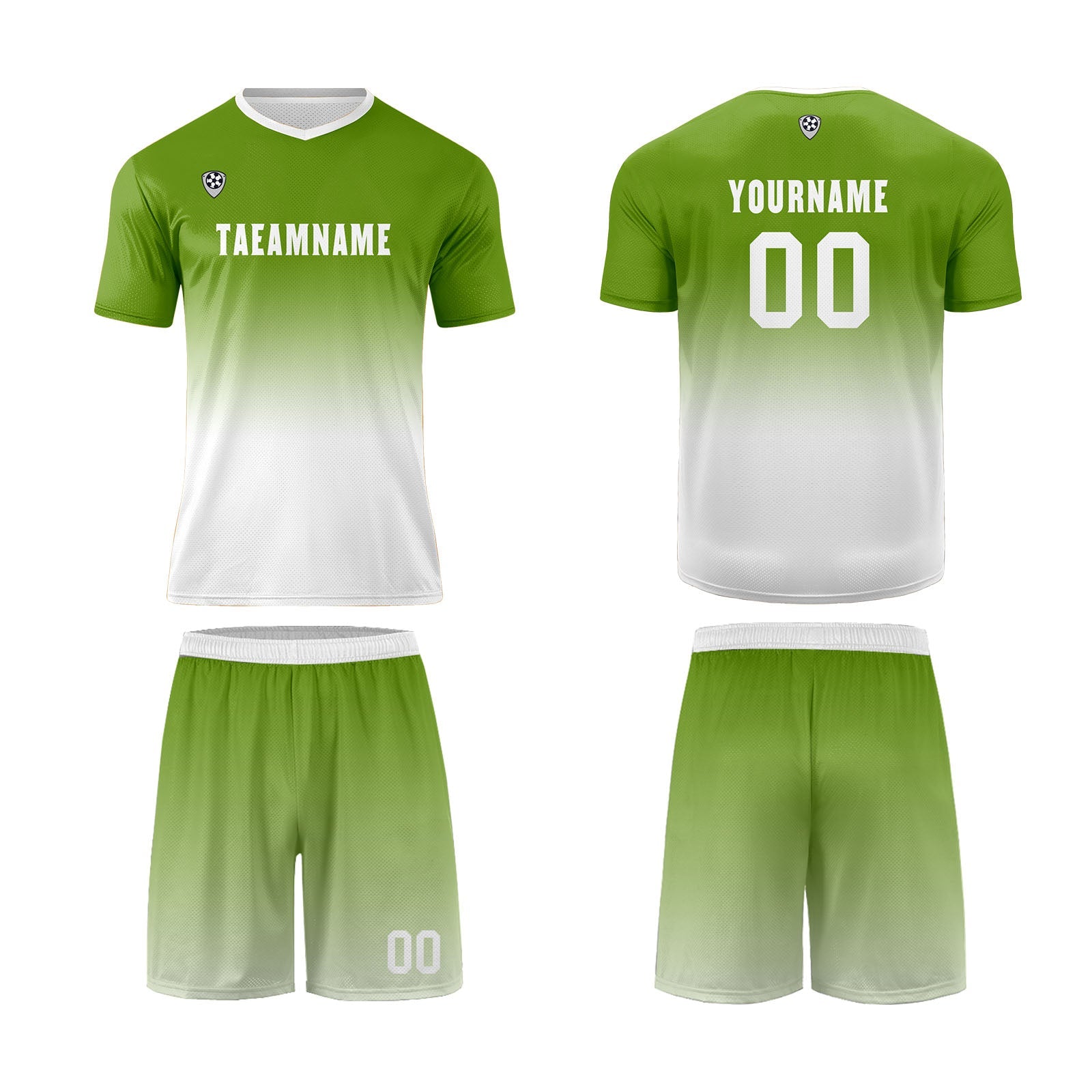 Conjunto personalizado de camiseta de uniforme verde oliva y blanca para niños y adultos
