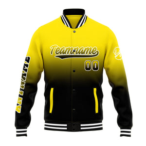 Chaqueta universitaria personalizada estilo Letterman para hombres-mujeres y jóvenes-color amarillo y negro