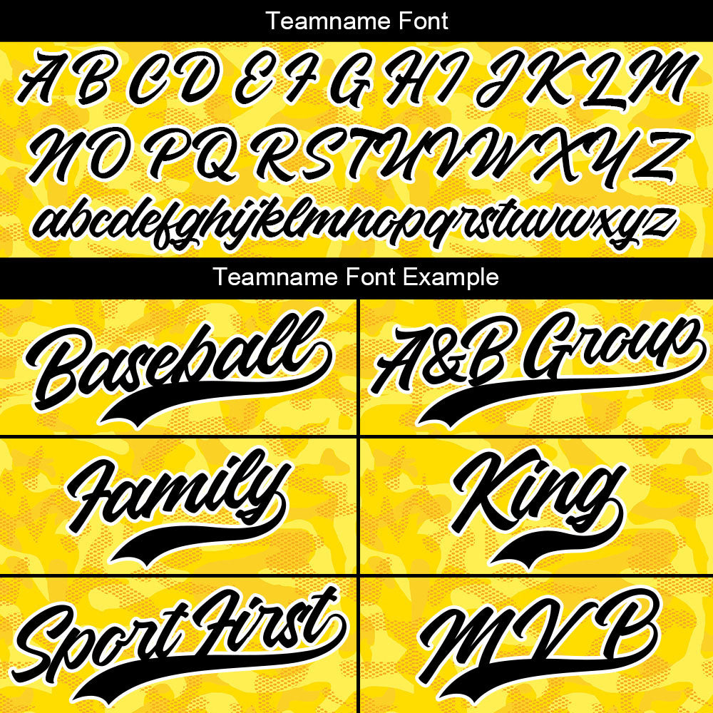Dise?o personalizado de camiseta de béisbol con estampado completo camuflaje amarillo