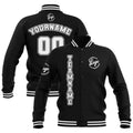 Chaquetas universitarias impermeables personalizadas en blanco y negro con nombre-número y logotipo bordados a medida