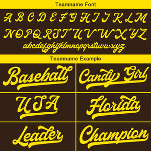 Camiseta de béisbol personalizada con diseño bordado & estilo hip hop & color marrón y amarillo