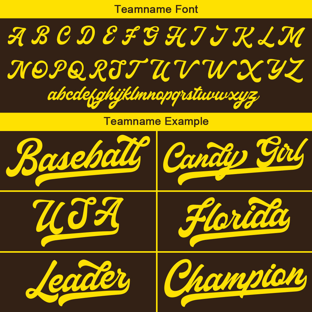 Camiseta de béisbol personalizada con diseño bordado & estilo hip hop & color marrón y amarillo