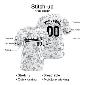 Camiseta de béisbol blanca-gris con dise?o personalizado estampado completo