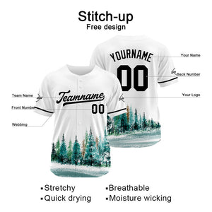 Camiseta de béisbol con dise?o personalizado estampado completo en blanco y verde