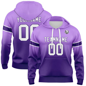 Sudadera con capucha degradada personalizada para hombre-mujer-niña o niño Estampa tu logotipo-nombre o número en color morado