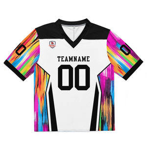 Camiseta de fútbol personalizada con nombre y número del equipo bordados-color blanco-negro y rosa
