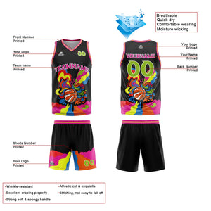 Uniforme de baloncesto negro personalizado con tu logotipo-nombre y número impresos