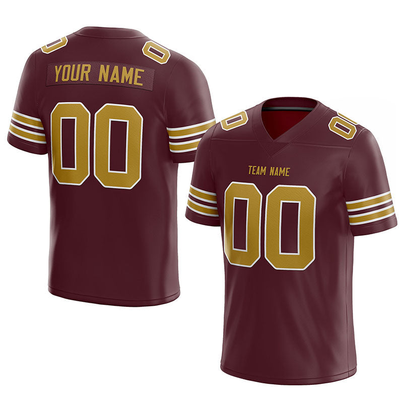 custom authentic football jersey burgundy-gold-white mesh