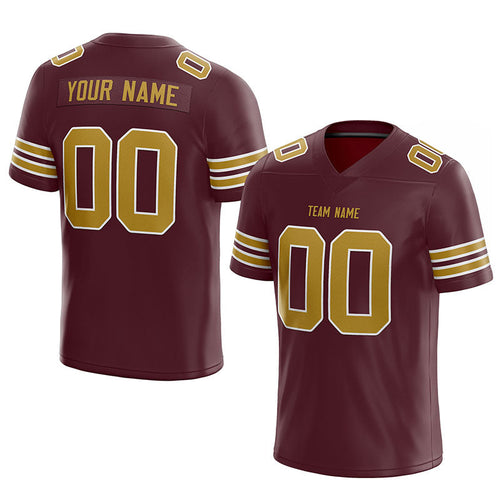 custom authentic football jersey burgundy-gold-white mesh