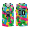 Uniforme de baloncesto personalizado verde y rosa con tu logotipo-nombre y número impresos