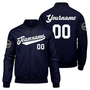 Chaqueta universitaria personalizada estilo Letterman para hombres-mujeres y jóvenes-color azul marino