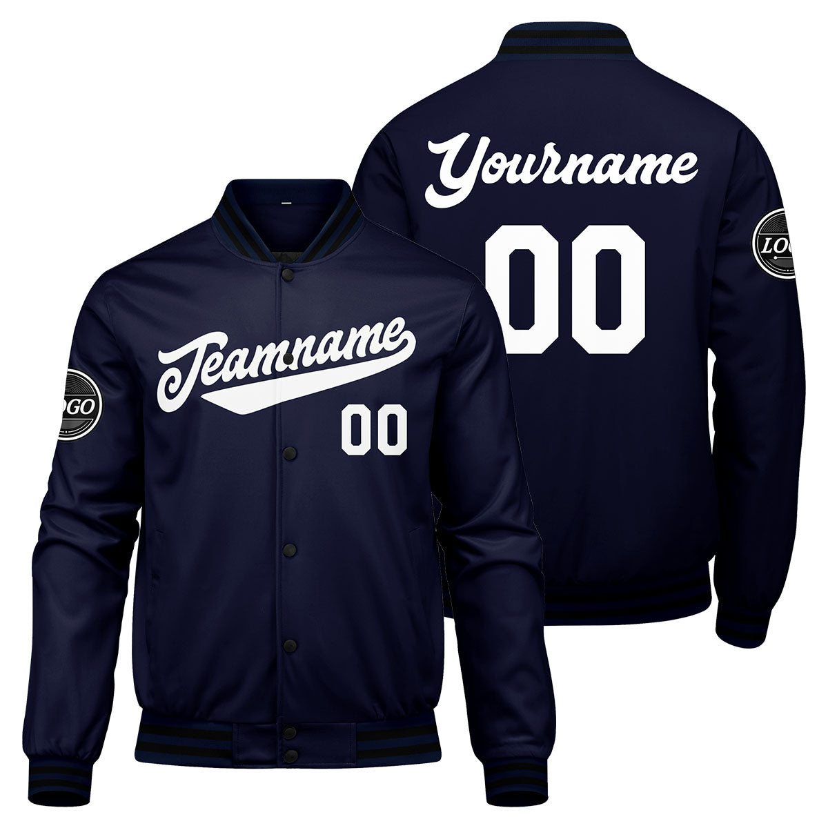 Chaqueta universitaria personalizada estilo Letterman para hombres-mujeres y jóvenes-color azul marino