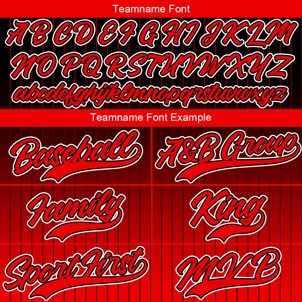 Camiseta de béisbol con dise?o personalizado estampado completo en negro y rojo