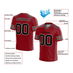 customized authentic football jersey red black-white mesh