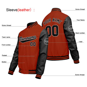 Chaquetas universitarias personalizadas en naranja y negro para hombres & mujeres y jóvenes & Chaquetas Letterman personalizadas