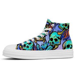 Resalta tu estilo con las zapatillas de lona de caña media Skeleton para hombre y mujer