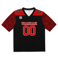 Camiseta de fútbol personalizada con nombre y número del equipo impresos y bordados-color negro y rojo