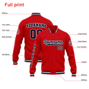 Chaqueta universitaria personalizada estilo Letterman para hombres-mujeres y jóvenes-color rojo y azul marino