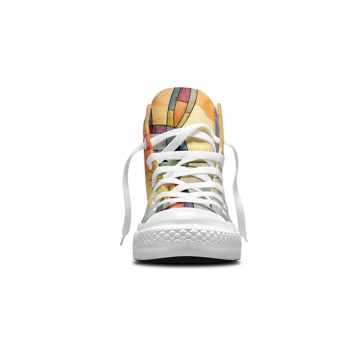 Whimsical Hops: Zapatillas unisex de media caña de lona -Adéntrate en un mundo artístico y maravilloso con divertidos estampados de conejos para hombres y mujeres