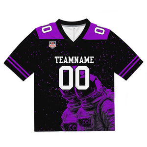 Camiseta de fútbol personalizada con nombre y número del equipo bordados-color negro y morado