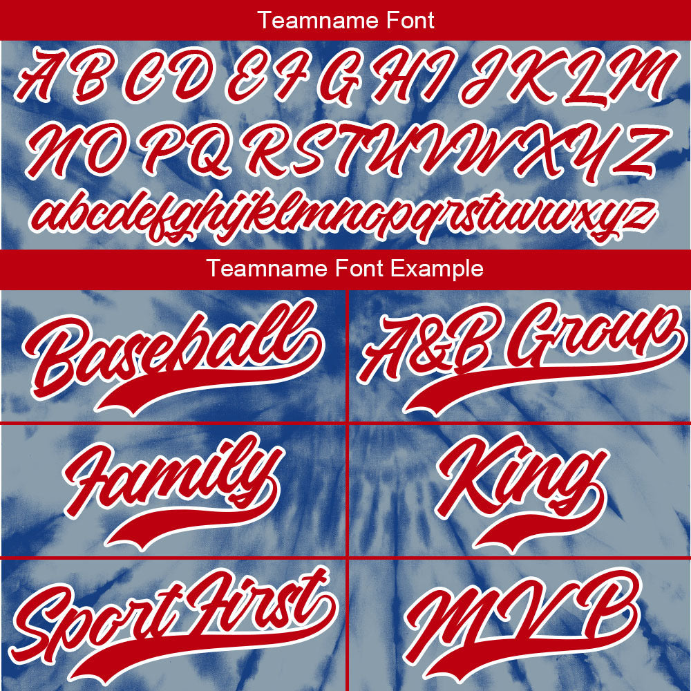 Camiseta de béisbol con dise?o personalizado estampado a todo color color gris y azul con efecto tie-dye