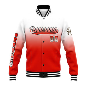 Chaqueta universitaria personalizada estilo Letterman para hombres-mujeres y jóvenes-color blanco y rojo
