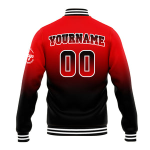 Chaqueta universitaria personalizada estilo Letterman para hombres-mujeres y jóvenes-color rojo y negro