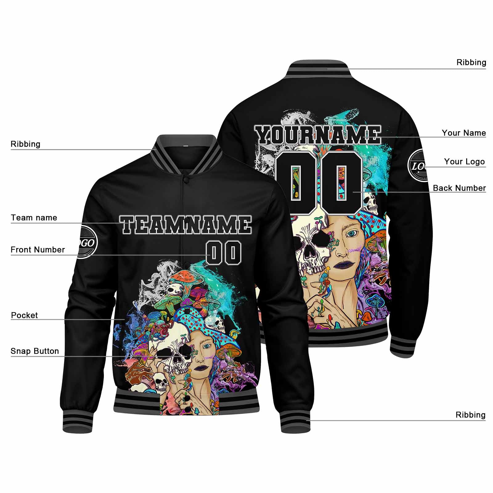 Chaqueta universitaria personalizada estilo Letterman para hombres-mujeres y jóvenes-color gris