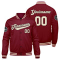 Chaqueta universitaria personalizada estilo Letterman para hombres-mujeres y jóvenes-color crema carmesí
