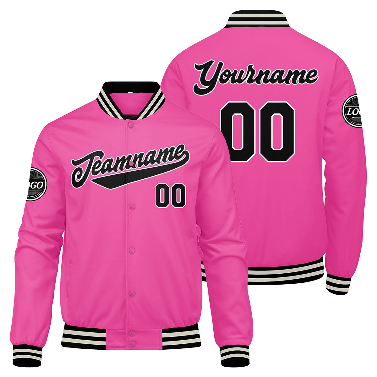 Chaqueta universitaria personalizada estilo Letterman para hombres-mujeres y jóvenes-color rosa