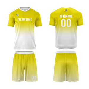 Conjunto personalizado de camiseta de uniforme amarilla y blanca para niños y adultos