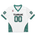 Camiseta de fútbol personalizada con nombre y número del equipo impresos y bordados-color blanco y verde