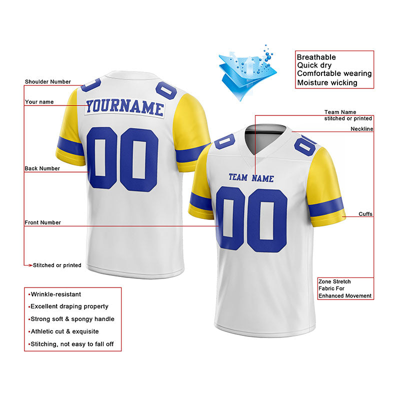 customized authentic football jersey blue gold-white mesh