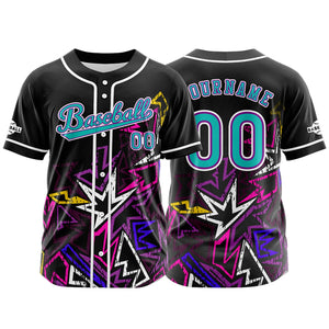 Camiseta de béisbol personalizada negra y verde con botones para hombre mujer adulto y joven Estampado de nombre número y logotipo