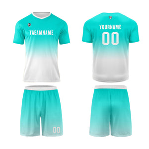Camiseta de uniforme personalizada azul menta y blanca para niños y adultos Conjunto de camiseta personalizado
