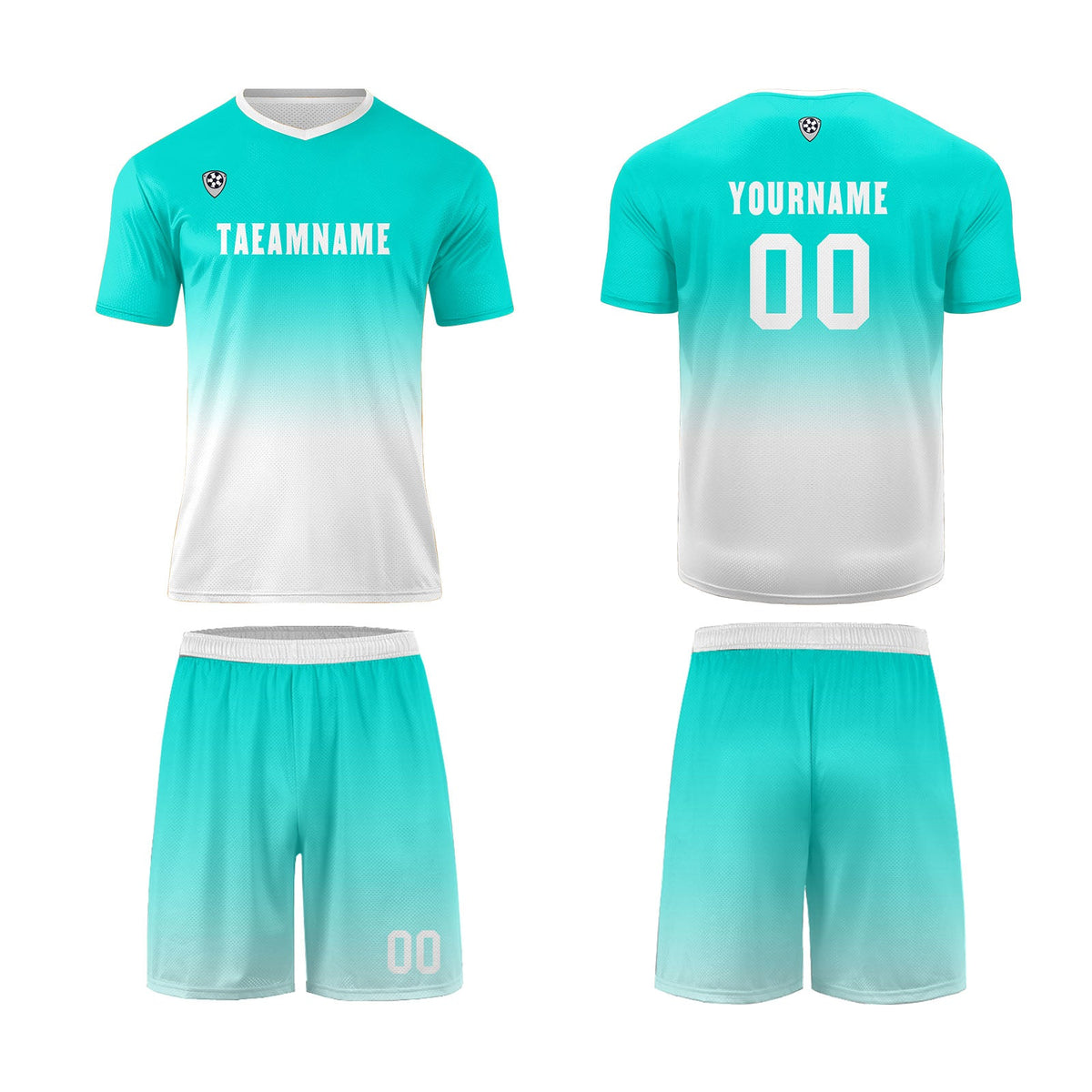 Camiseta de uniforme personalizada azul menta y blanca para niños y adultos Conjunto de camiseta personalizado