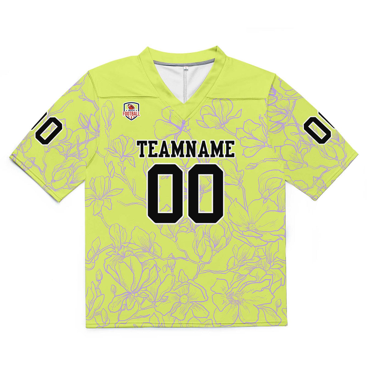 Camiseta de fútbol personalizada con nombre y número del equipo impresos y bordados en color amarillo