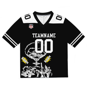 Camiseta de fútbol personalizada con nombre y número del equipo impresos y bordados-color negro