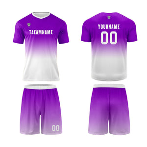Conjunto personalizado de camiseta de uniforme morado y blanco para niños y adultos