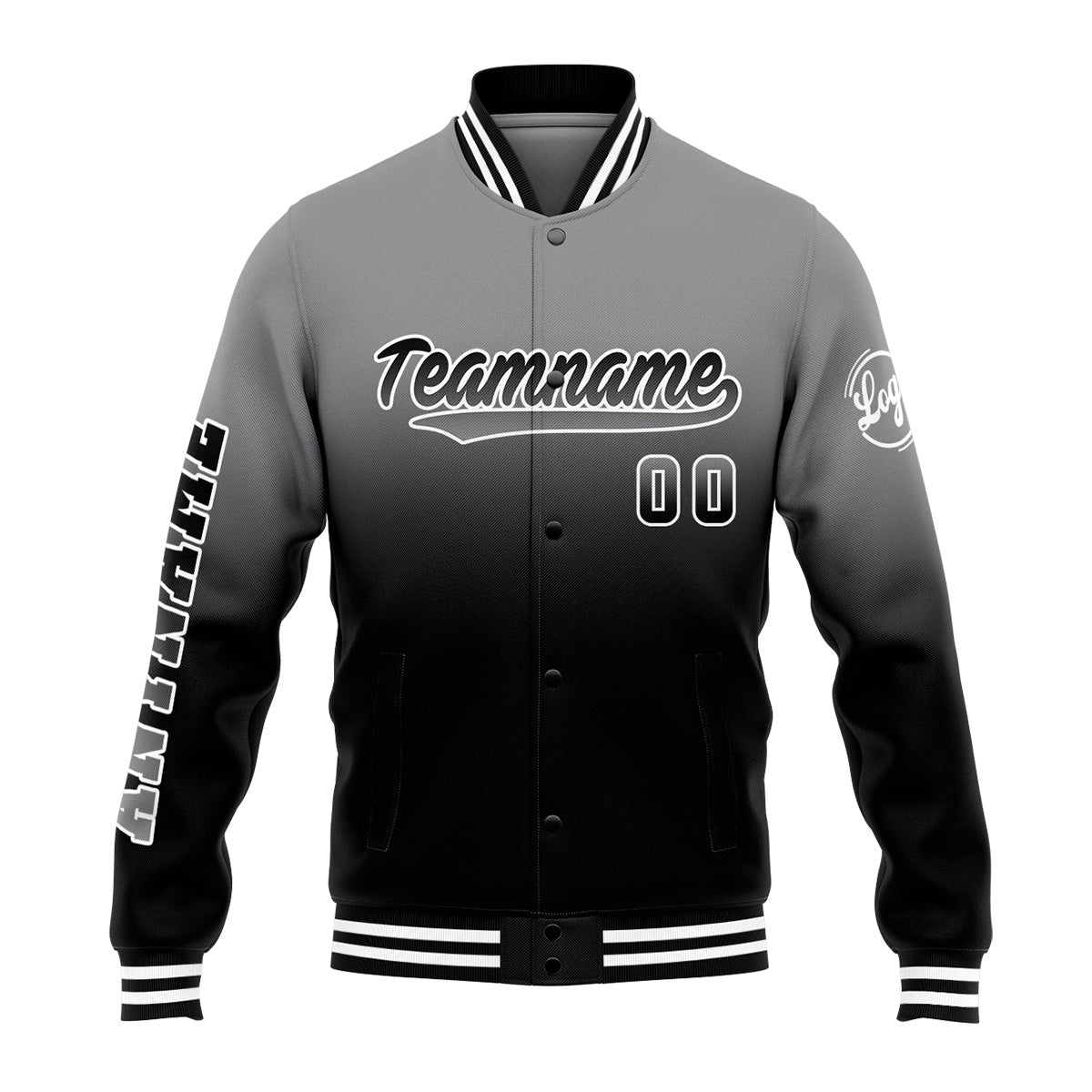 Chaqueta universitaria personalizada estilo Letterman para hombres-mujeres y jóvenes-color gris y negro