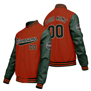 Chaquetas universitarias personalizadas de color naranja y verde para hombres & mujeres y jóvenes & Chaquetas Letterman personalizadas