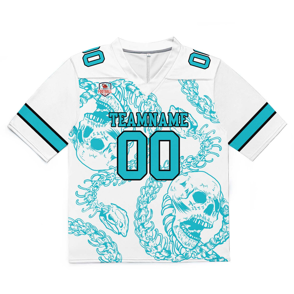 Camiseta de fútbol personalizada con nombre y número del equipo bordados y estampados-color verde azulado