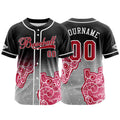 Camiseta de béisbol personalizada negra y rosa con botones para hombre mujer adulto y joven Estampado de nombre número y logotipo
