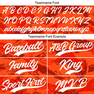 Camiseta de béisbol naranja con dise?o personalizado estampado a todo color