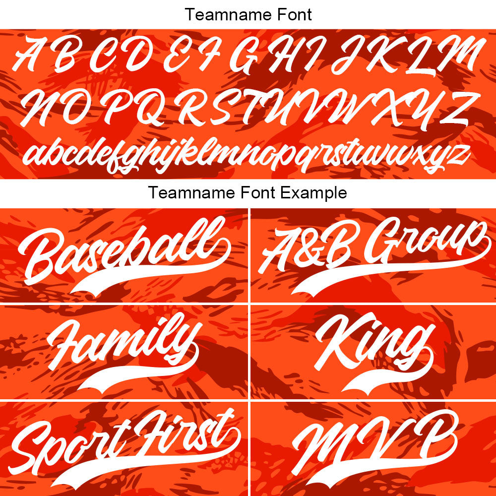 Camiseta de béisbol naranja con dise?o personalizado estampado a todo color
