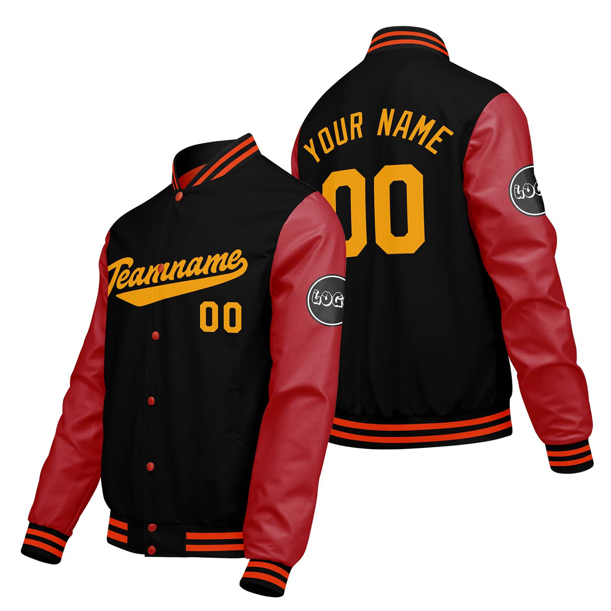 Chaquetas universitarias personalizadas negras y rojas para hombres & mujeres y jóvenes & Chaquetas Letterman personalizadas